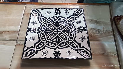 Handcrafted Moroccan Square Ceramic Plate – Everyday Use Serving & Dinner Plate