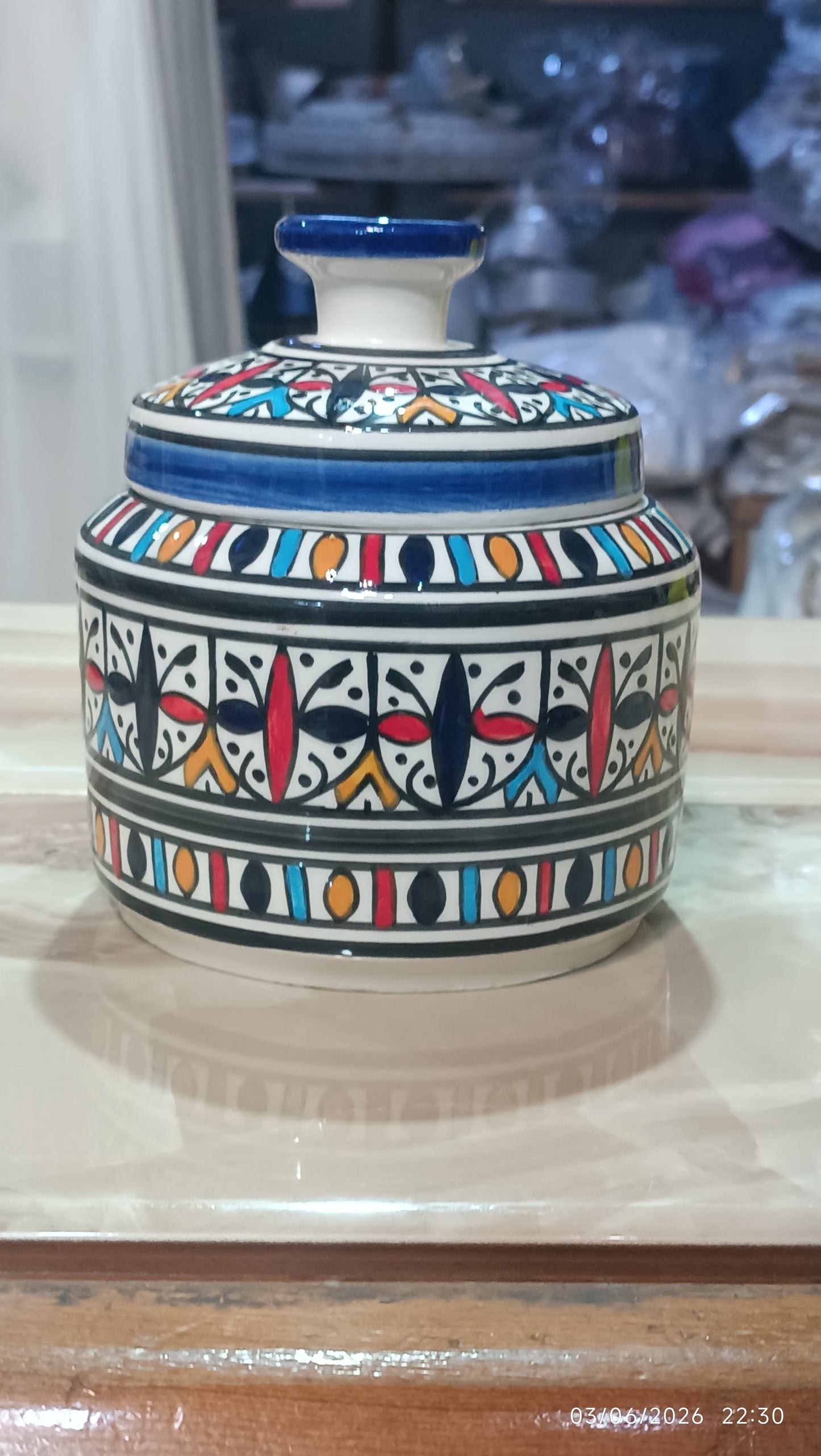 Handcrafted Moroccan Ceramic Lidded Box – Traditional Fez Design