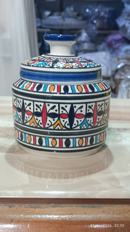 Handcrafted Moroccan Ceramic Lidded Box – Traditional Fez Design