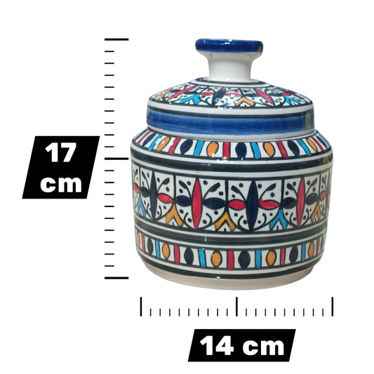 Handcrafted Moroccan Ceramic Lidded Box – Traditional Fez Design
