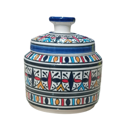 Handcrafted Moroccan Ceramic Lidded Box – Traditional Fez Design