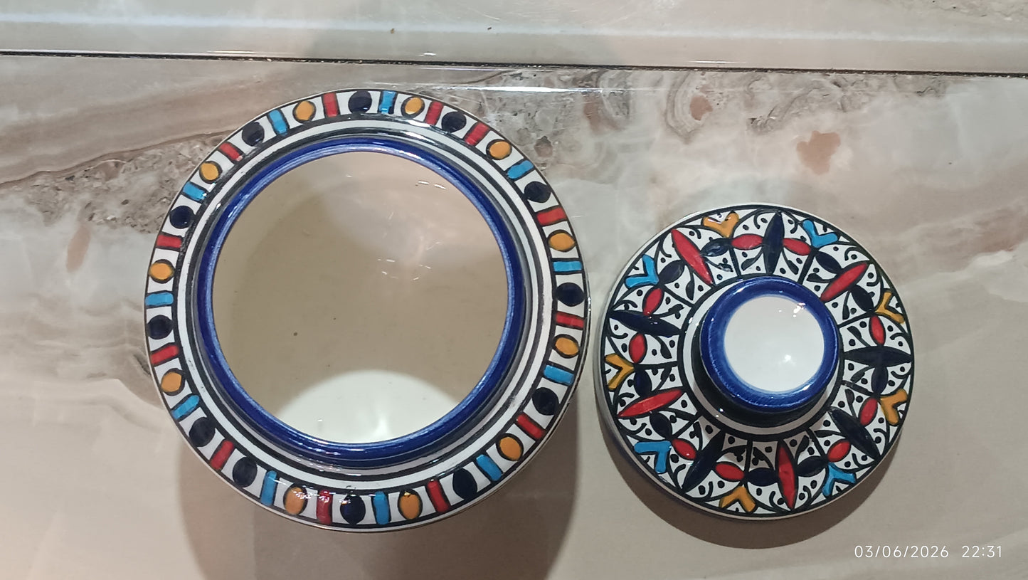 Handcrafted Moroccan Ceramic Lidded Box – Traditional Fez Design