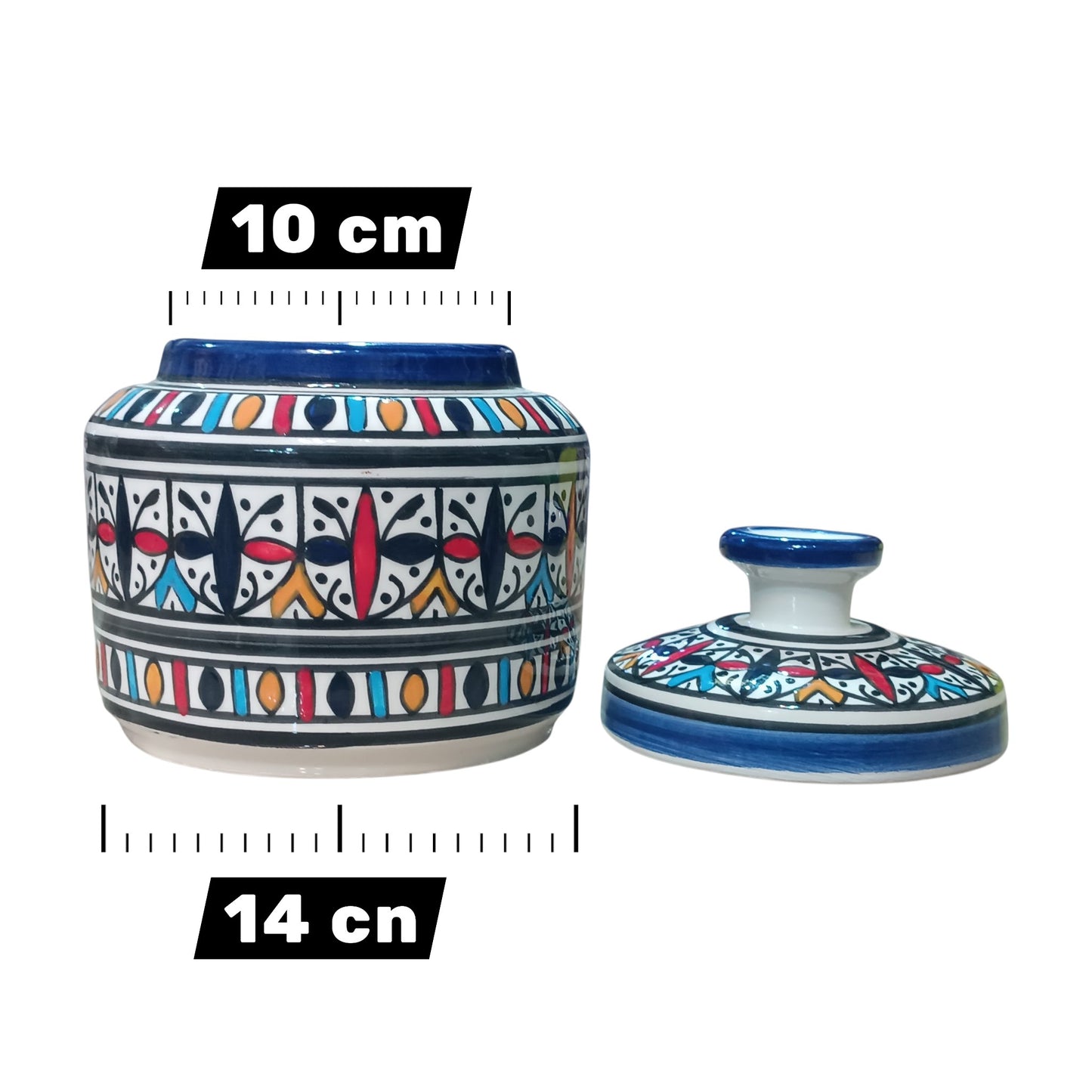 Handcrafted Moroccan Ceramic Lidded Box – Traditional Fez Design