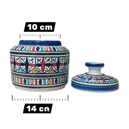 Handcrafted Moroccan Ceramic Lidded Box – Traditional Fez Design