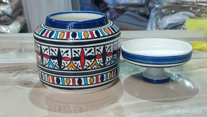 Handcrafted Moroccan Ceramic Lidded Box – Traditional Fez Design