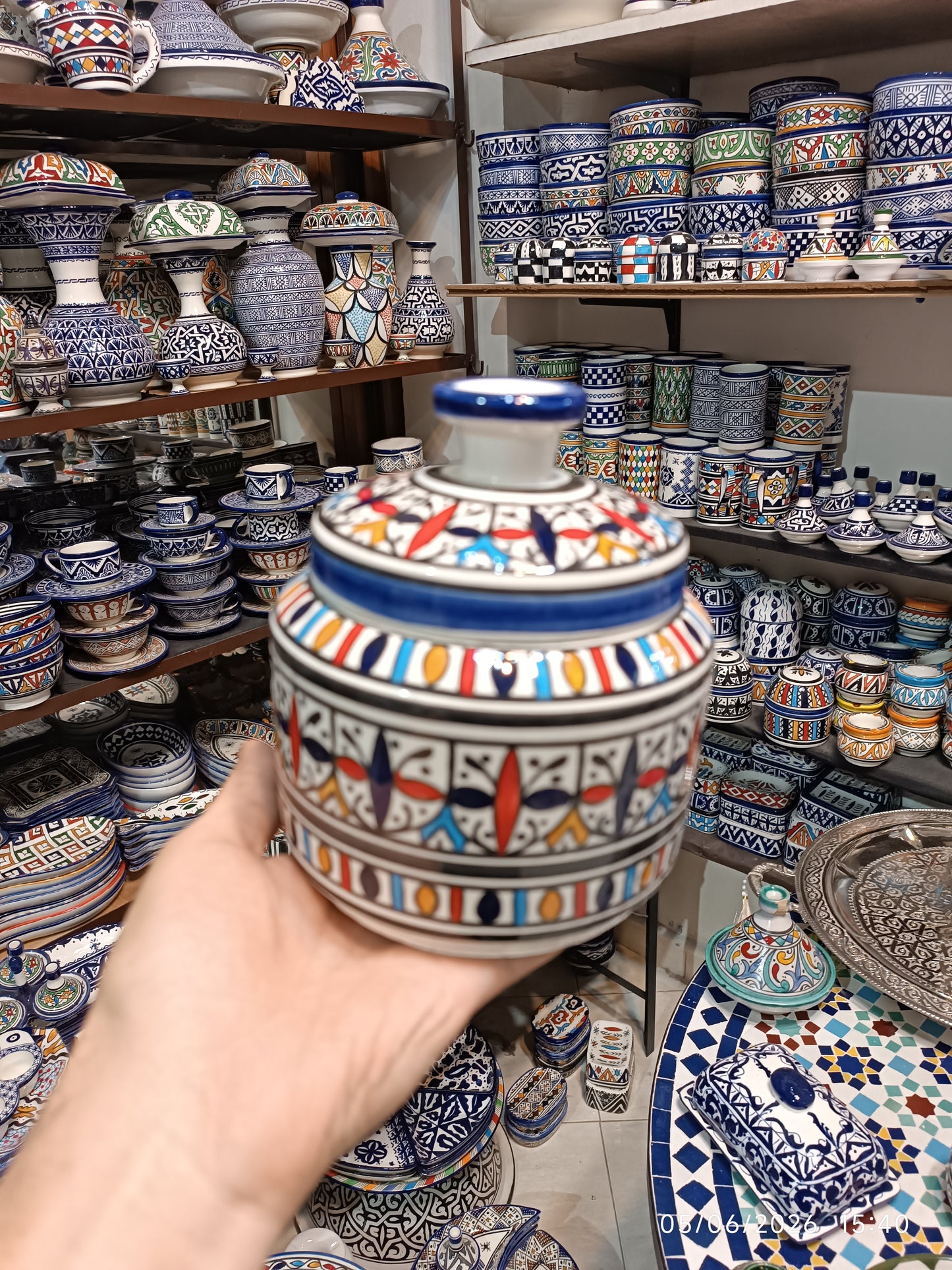 Handcrafted Moroccan Ceramic Lidded Box – Traditional Fez Design