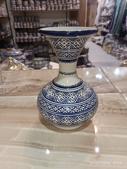Handmade Moroccan Ceramic Vase – Traditional Fassi Embroidery Pattern