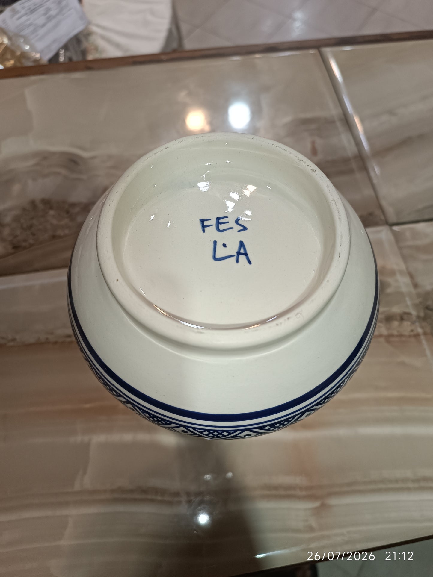 Handmade Moroccan Ceramic Vase – Traditional Fassi Embroidery Pattern