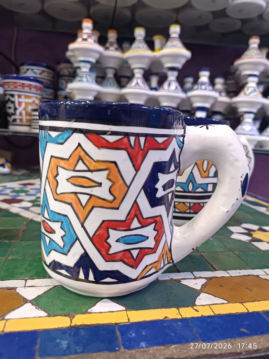 Handmade Moroccan Ceramic Mug | Authentic Fez Pottery Cup