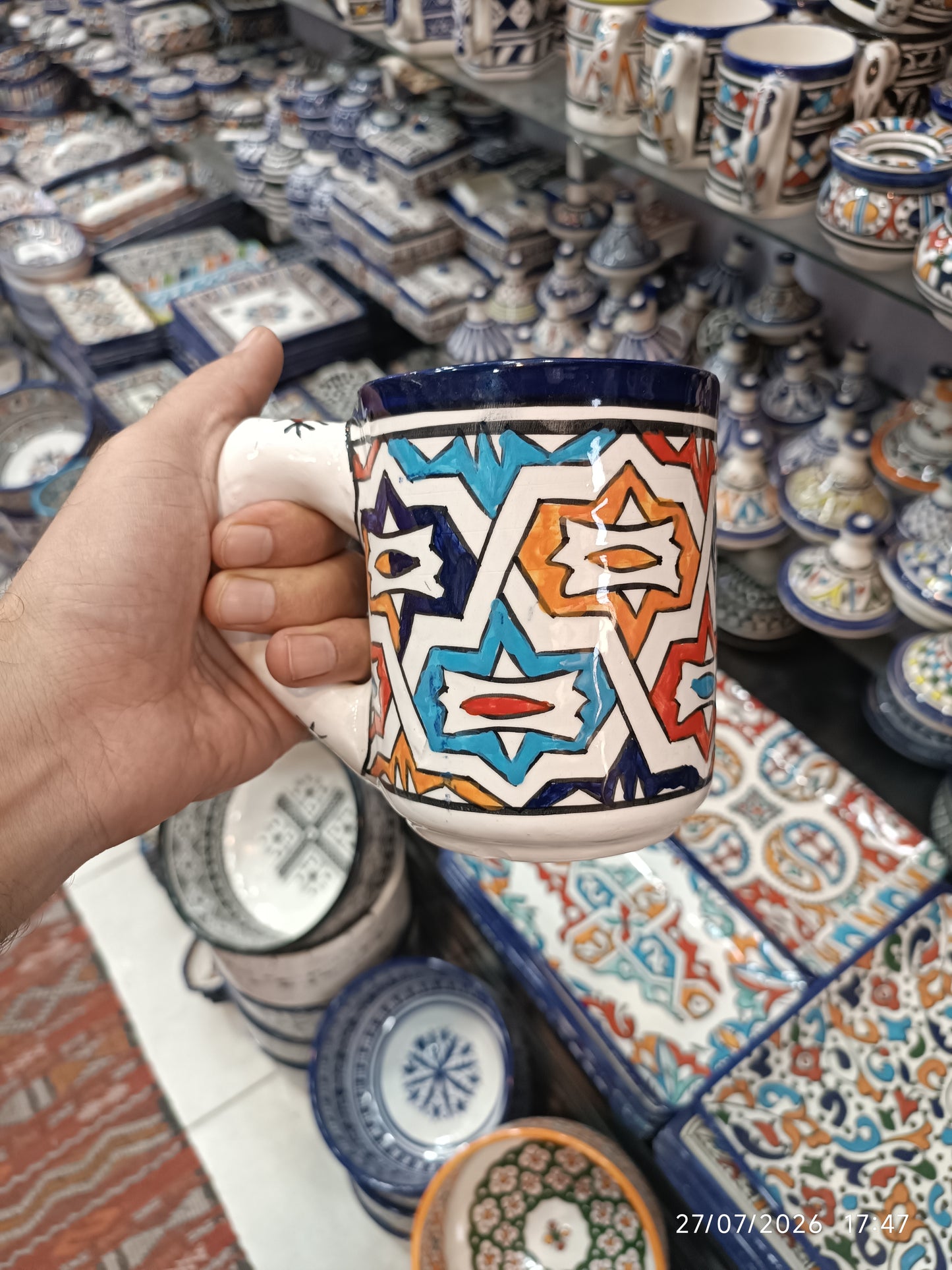Handmade Moroccan Ceramic Mug | Authentic Fez Pottery Cup