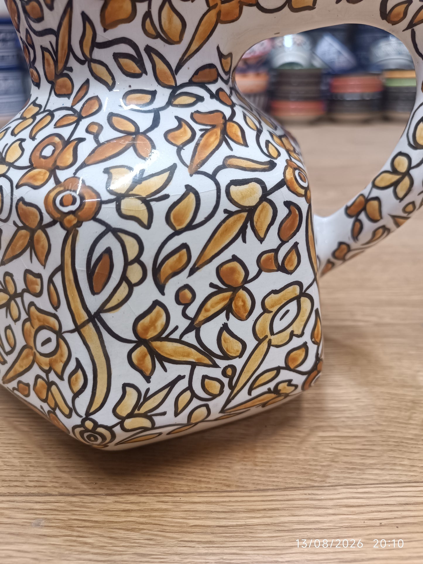 Handmade Fes Ceramic Carafe – 1 Liter Moroccan Pottery Pitcher