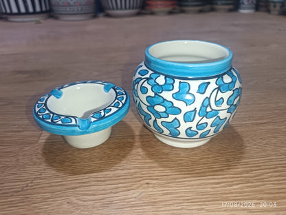 Handmade Moroccan Ceramic Ashtray with Lid