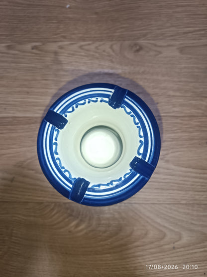 Handmade Moroccan Ceramic Ashtray – Blue & White Fez Pottery