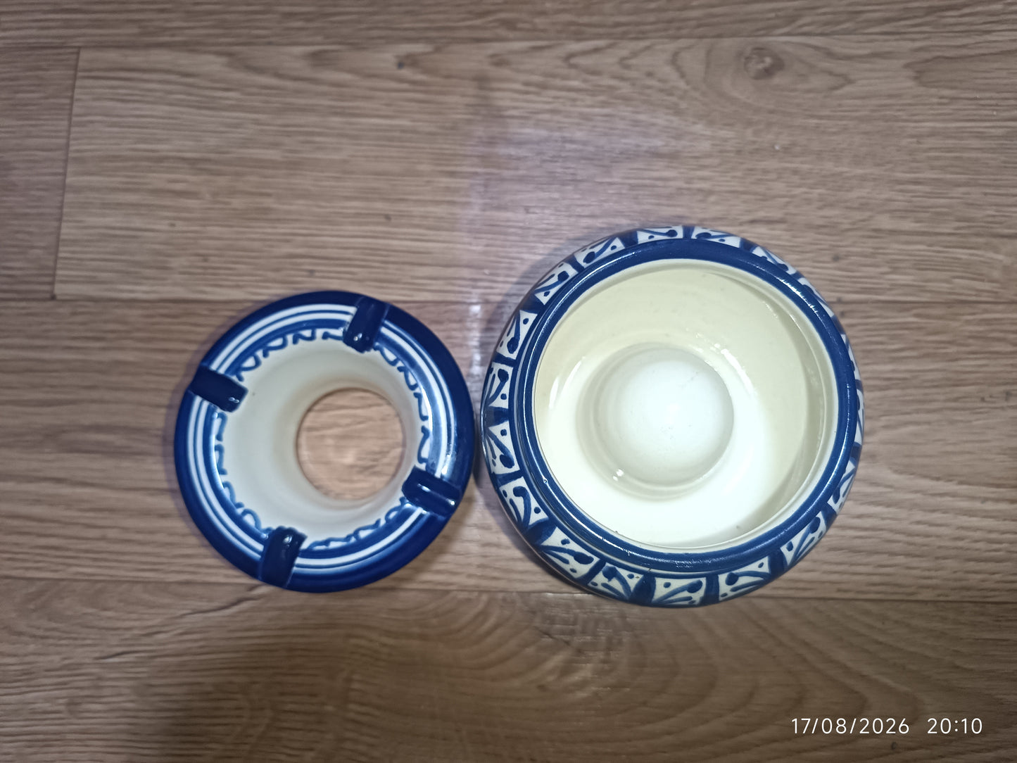Handmade Moroccan Ceramic Ashtray – Blue & White Fez Pottery