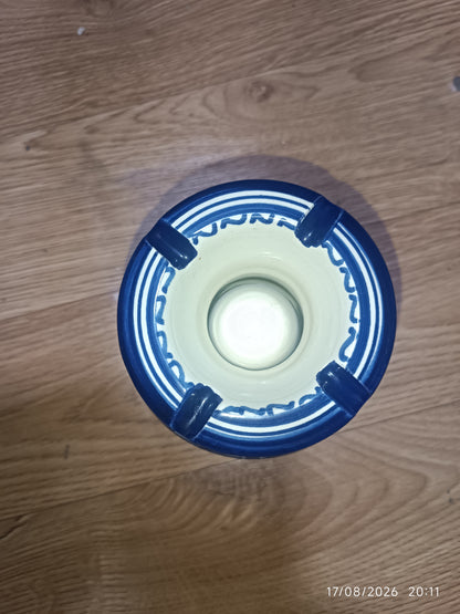 Handmade Moroccan Ceramic Ashtray – Blue & White Fez Pottery