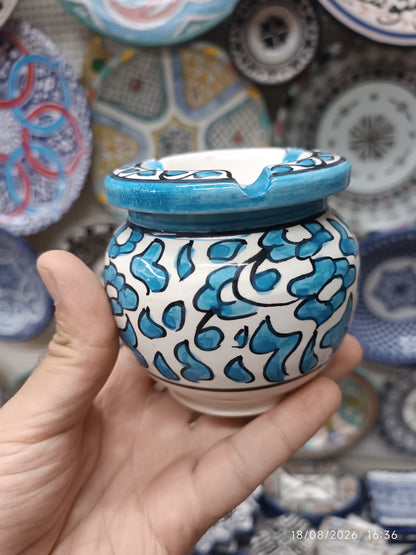 Handmade Moroccan Ceramic Ashtray with Lid