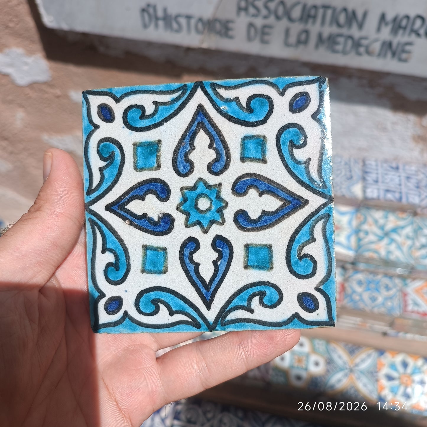 Moroccan Handmade Blue & White Ceramic Tile