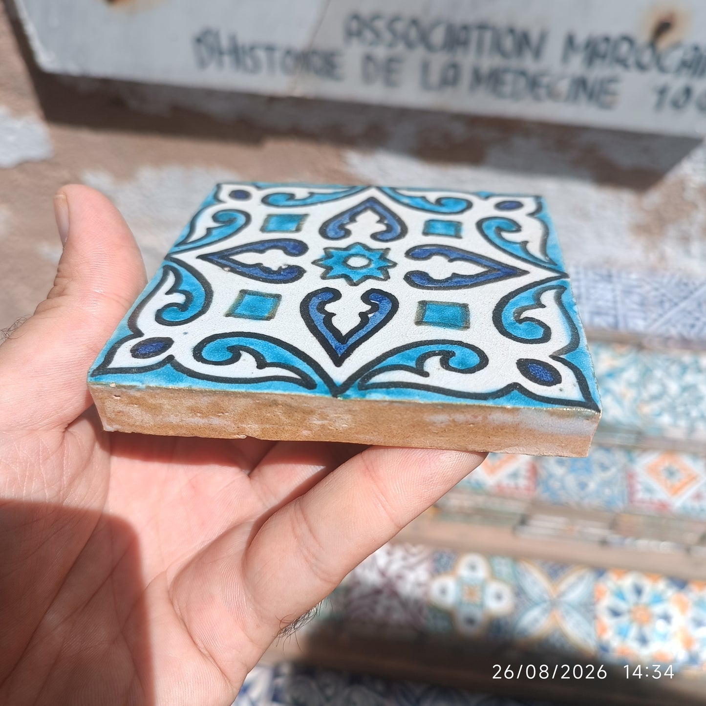 Moroccan Handmade Blue & White Ceramic Tile