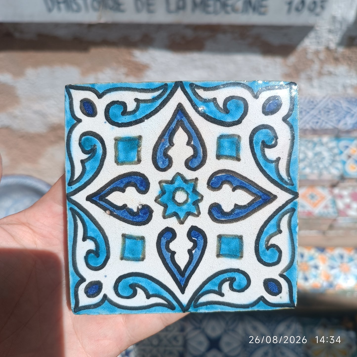 Moroccan Handmade Blue & White Ceramic Tile