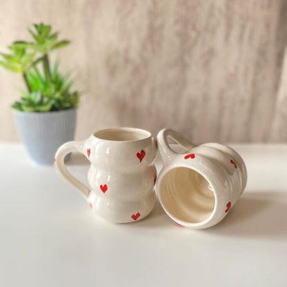Moroccan large Mug with Heart Pattern – Fez Pottery Ceramic Cup
