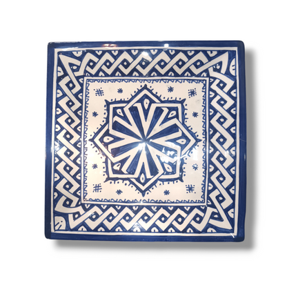 Blue Moroccan Square Ceramic Plates – Handmade in Fez, Morocco