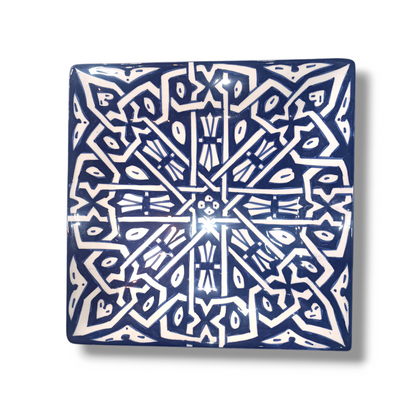Blue Moroccan Square Ceramic Plates – Handmade in Fez, Morocco