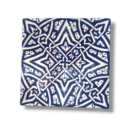 Blue Moroccan Square Ceramic Plates – Handmade in Fez, Morocco