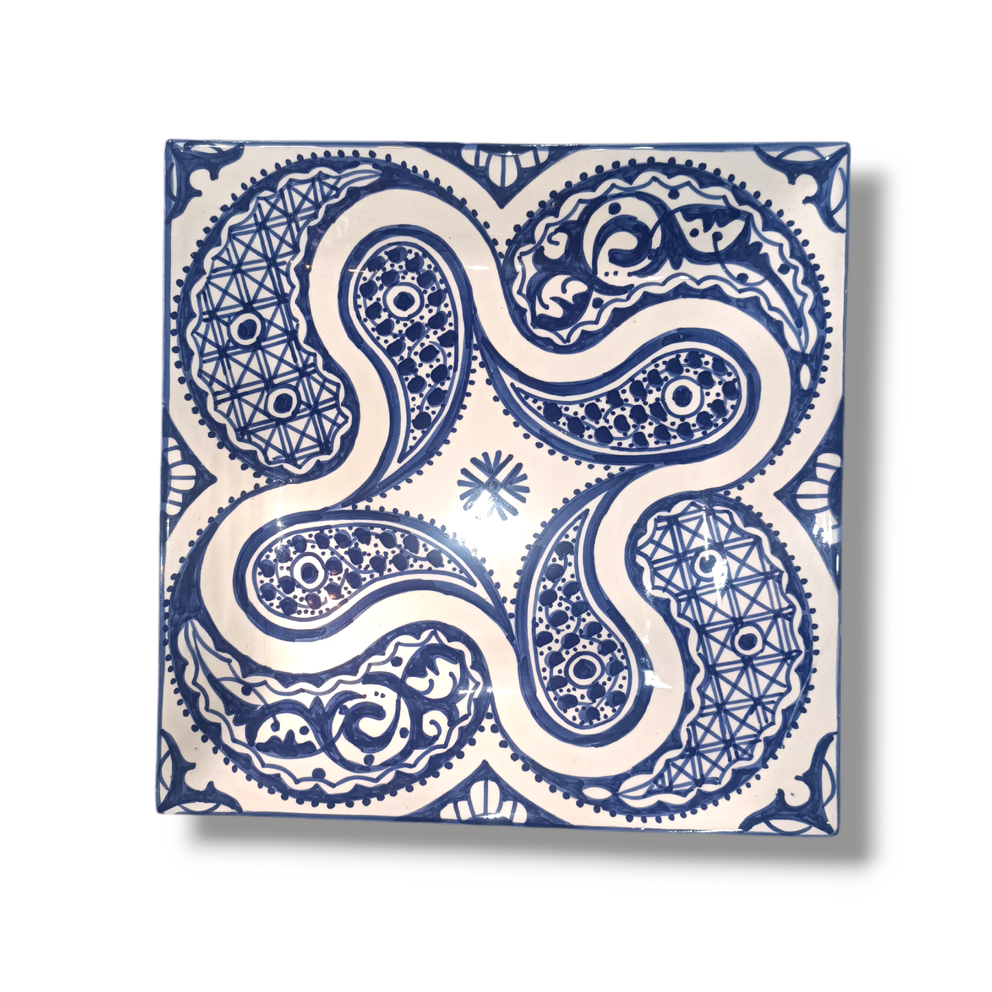 Blue Moroccan Square Ceramic Plates – Handmade in Fez, Morocco