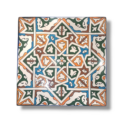 Blue Moroccan Square Ceramic Plates – Handmade in Fez, Morocco