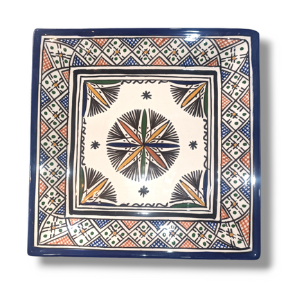 Blue Moroccan Square Ceramic Plates – Handmade in Fez, Morocco