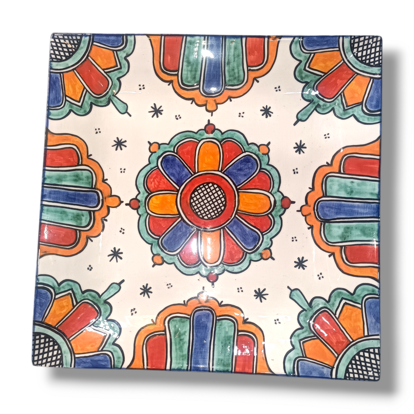 Blue Moroccan Square Ceramic Plates – Handmade in Fez, Morocco