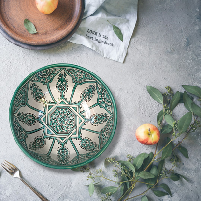 large salad bowl handmade and hand painted from Morocco width 30 cm