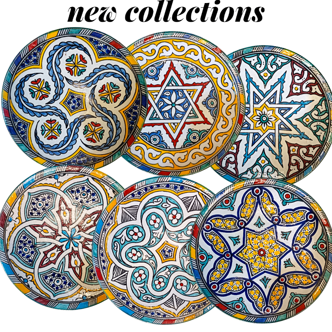 6 dinner plates multicolore dinner set ,handmade and hand painted