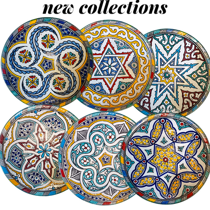 6 dinner plates multicolore dinner set ,handmade and hand painted