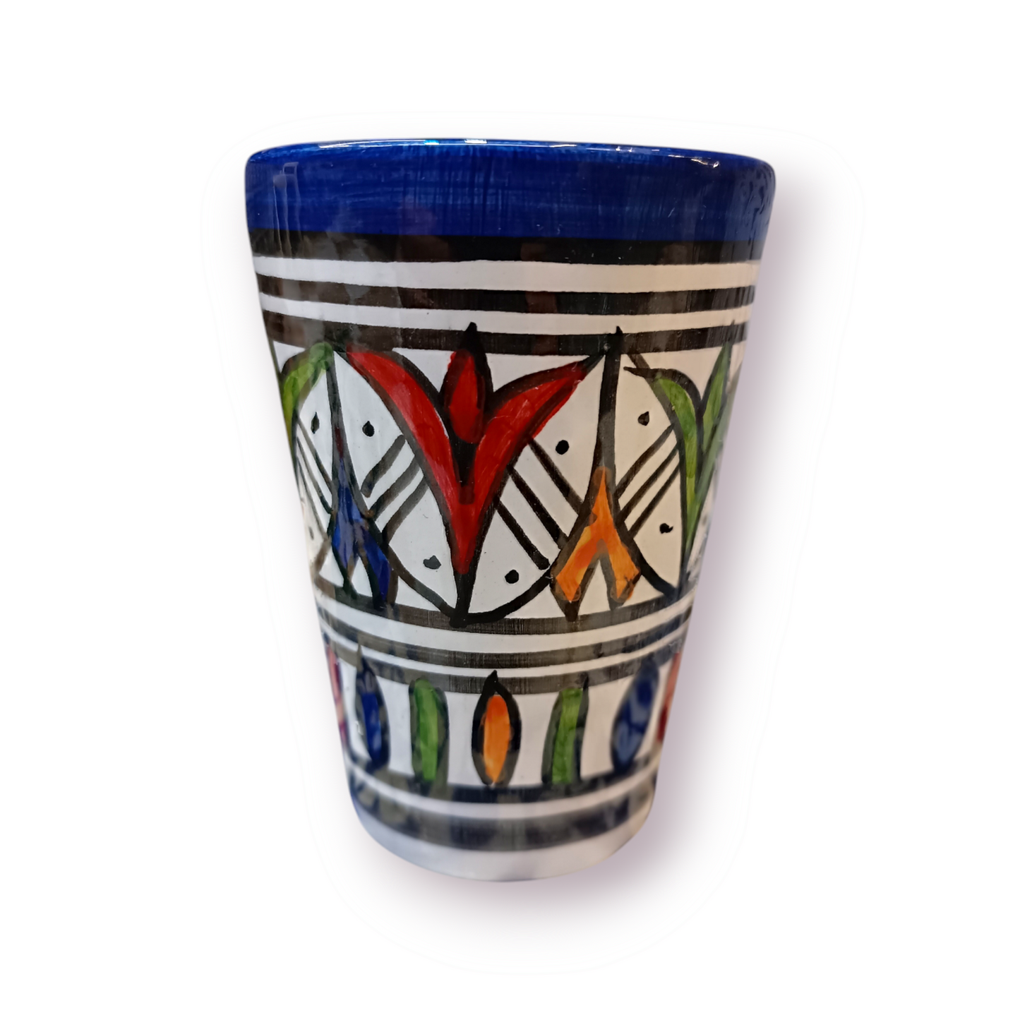 6 glasses, Different colors  Moroccan ceramic tea glasses handmade and hand painted