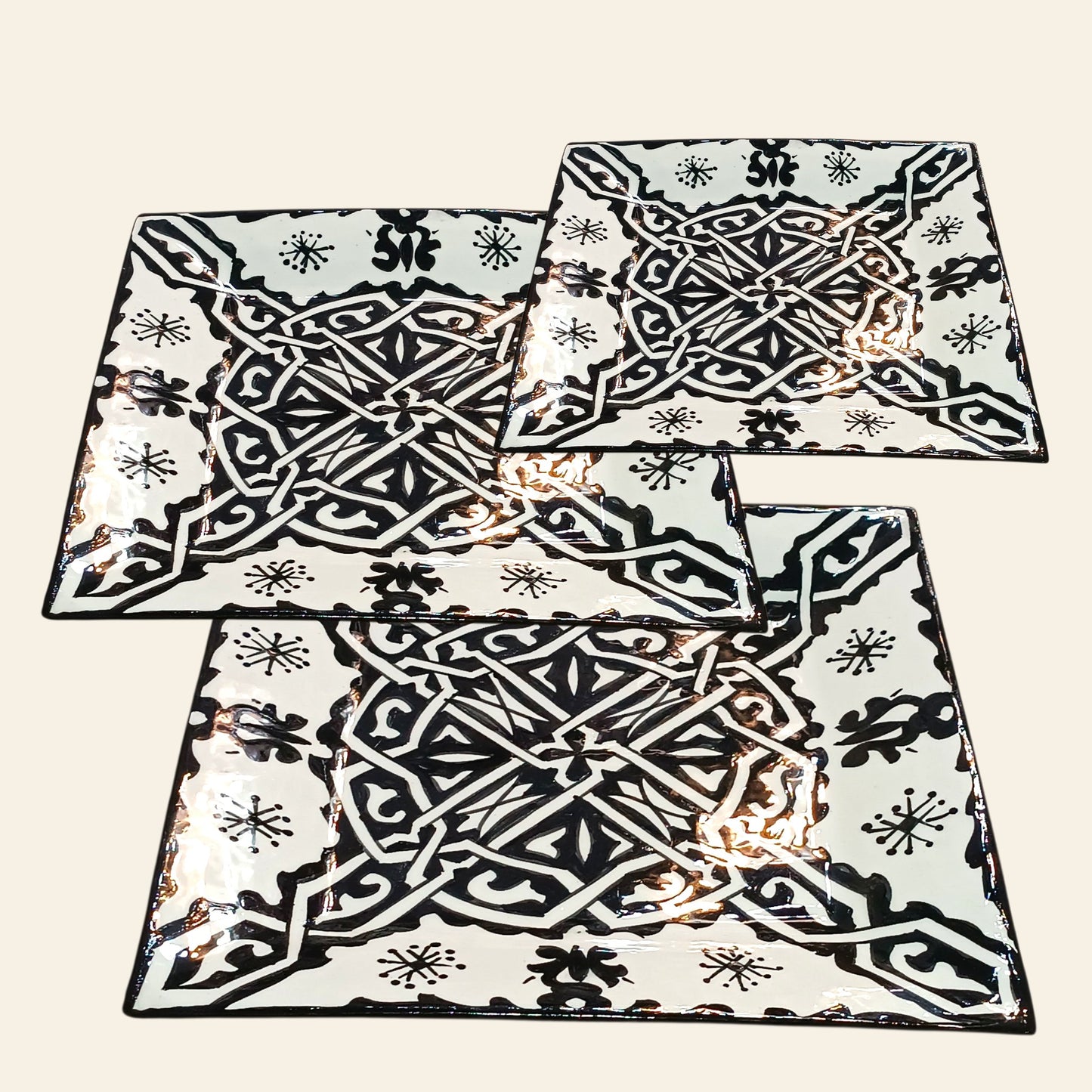 Handcrafted Moroccan Square Ceramic Plate – Everyday Use Serving & Dinner Plate