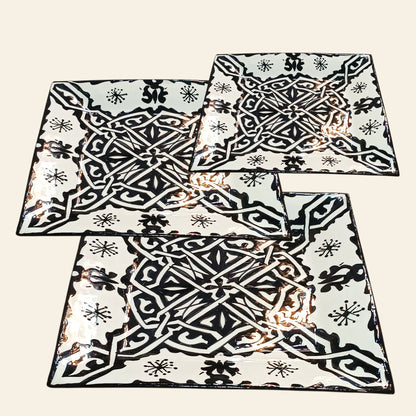 Handcrafted Moroccan Square Ceramic Plate – Everyday Use Serving & Dinner Plate