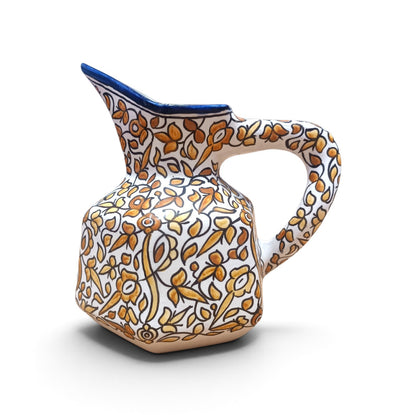 Handmade Fes Ceramic Carafe – 1 Liter Moroccan Pottery Pitcher