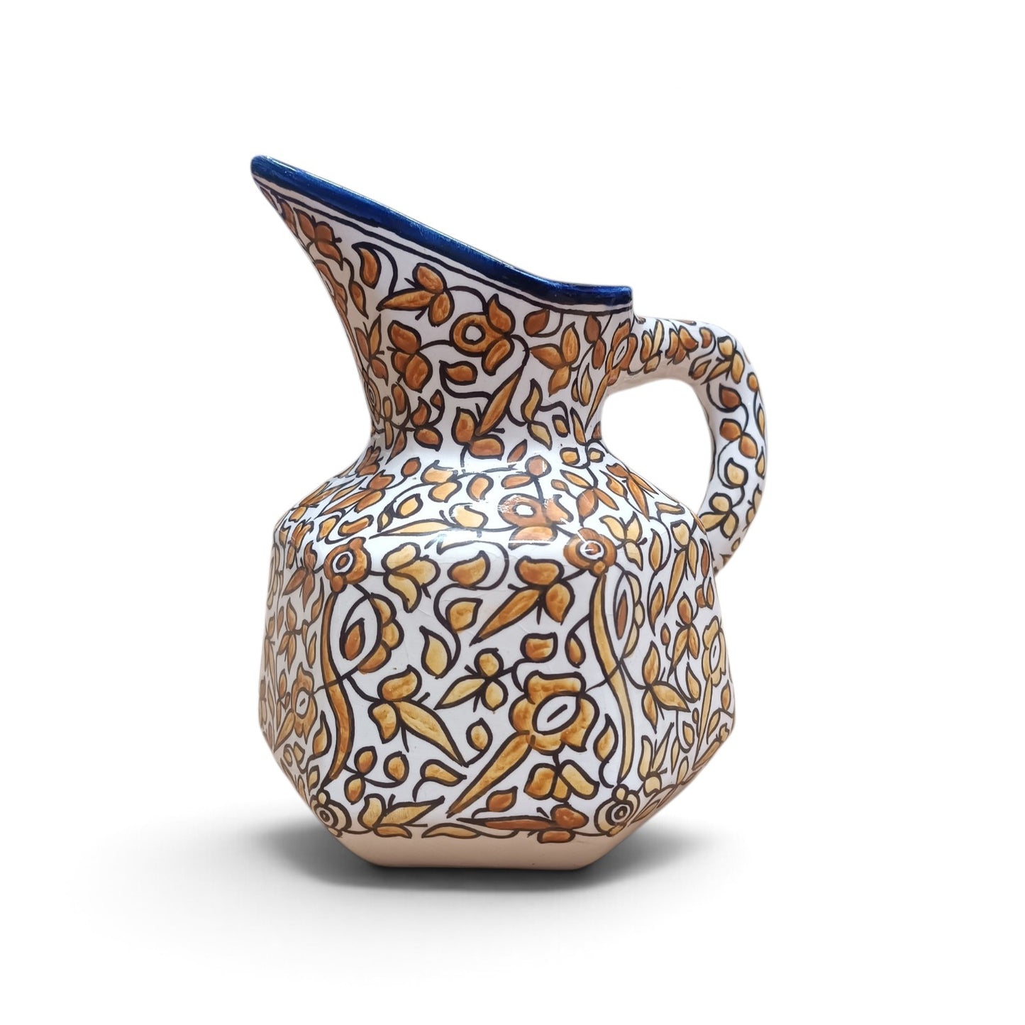 Handmade Fes Ceramic Carafe – 1 Liter Moroccan Pottery Pitcher