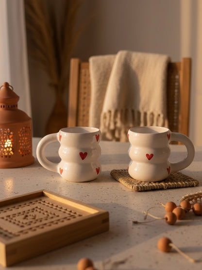 Moroccan large Mug with Heart Pattern – Fez Pottery Ceramic Cup