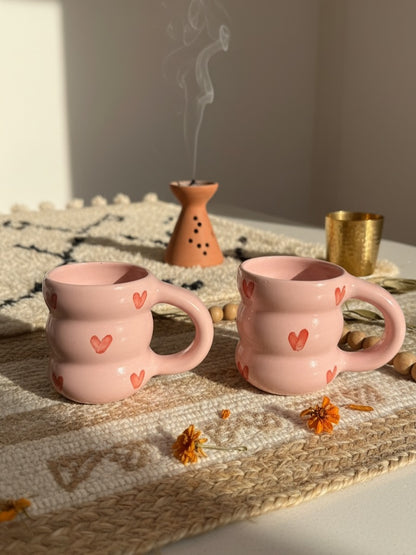 Moroccan large Mug with Heart Pattern – Fez Pottery Ceramic Cup