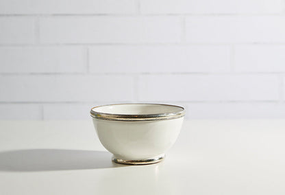 Moroccan Glazed Bowls with Berber Silver Trim- Set of 4
