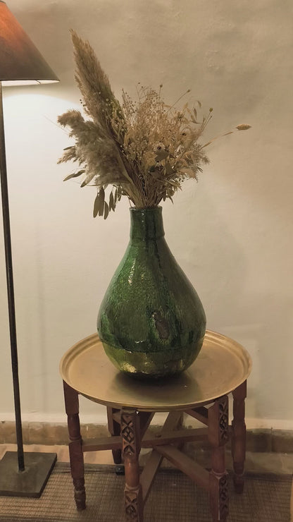 Large Green Tamegroute Vase – Handmade Moroccan Tamegroute Pottery
