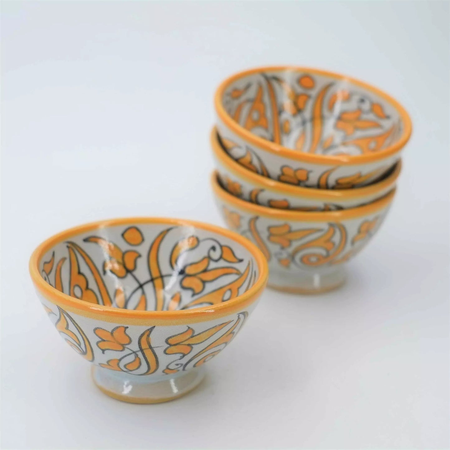 6 Bowls with floral motifs - Fez ceramics - Morocco