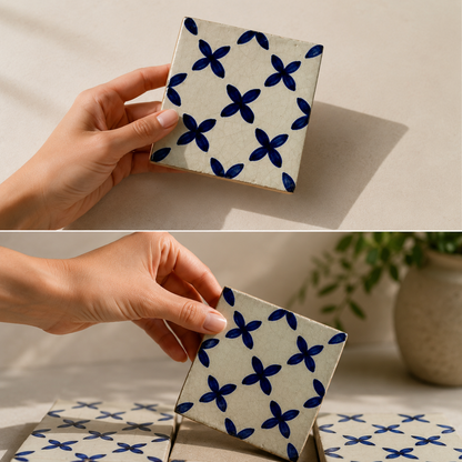 Moroccan fez  Zellige Tiles Blue & White – Traditional Ceramic Wall Tiles