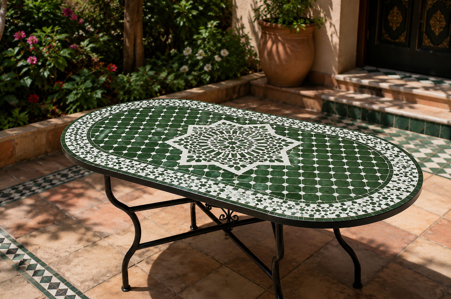 Mesa de mosaico marroquí artesanal – Fez Zellige Art