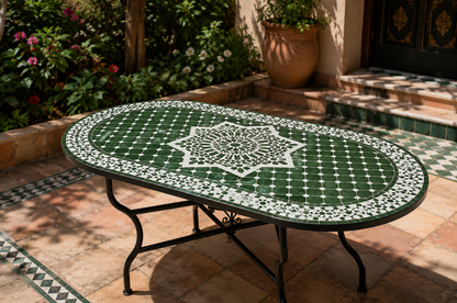 Mesa de mosaico marroquí artesanal – Fez Zellige Art
