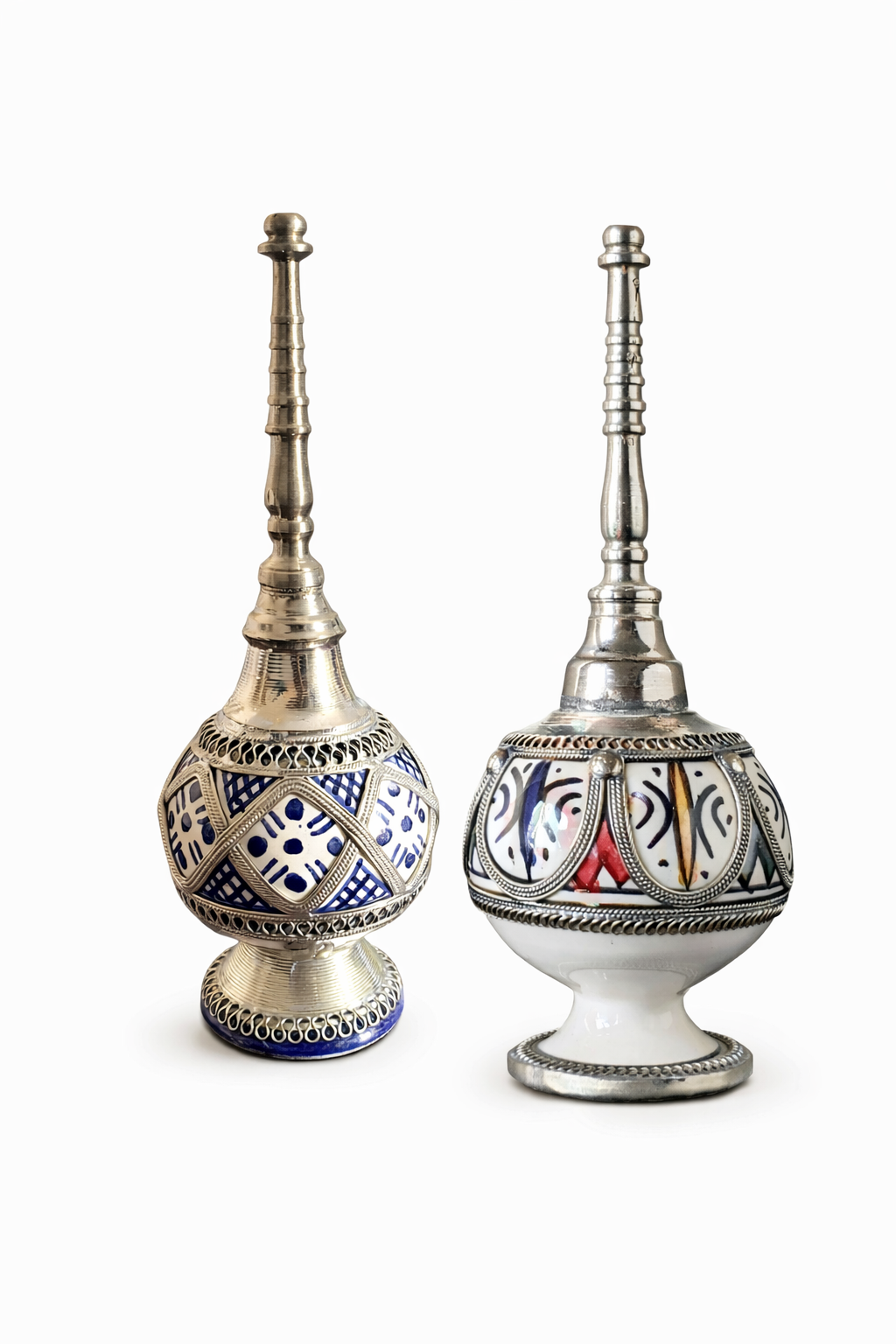Handmade Moroccan Ceramic Perfume Bottle – Traditional Fez Pottery Decor