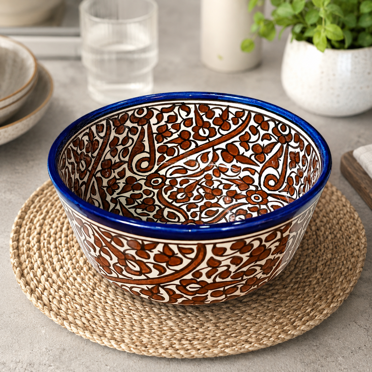 Handmade Moroccan Floral Ceramic Bowls – Hand Painted Serving