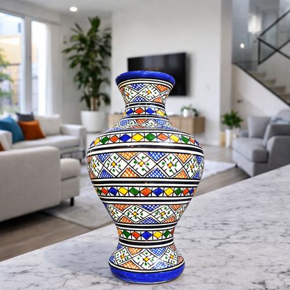 Moroccan ceramic vase, handmade and hand painted